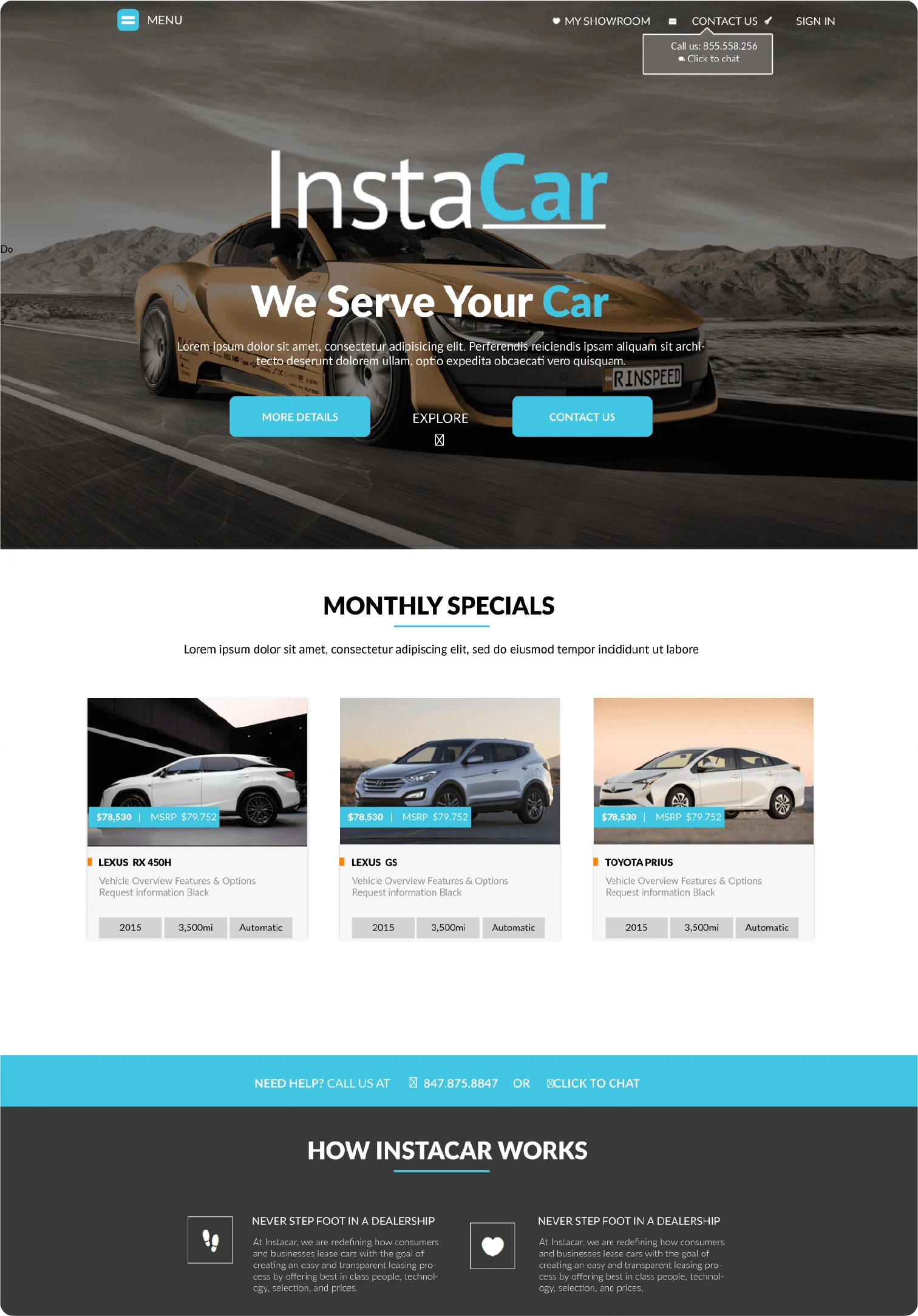 Devinsta instacar-landingpage